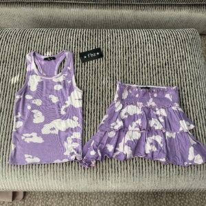 Flowers by Zoe 2 pc. top (XL) and skirt (L) purple tie-dye-NWT